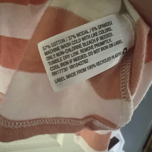 A New Day Women’s Striped Long Sleeve Shirt Peach Rust White Stretch Top Small S - Picture 3 of 4